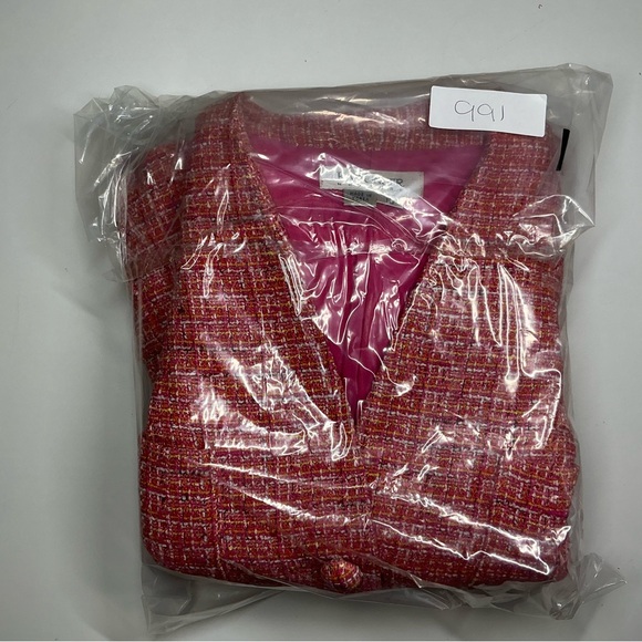 Vintage KAY UNGER Womens 10 Pink Multi Tweed Blazer Skirt Set Lined Pockets - Picture 16 of 16